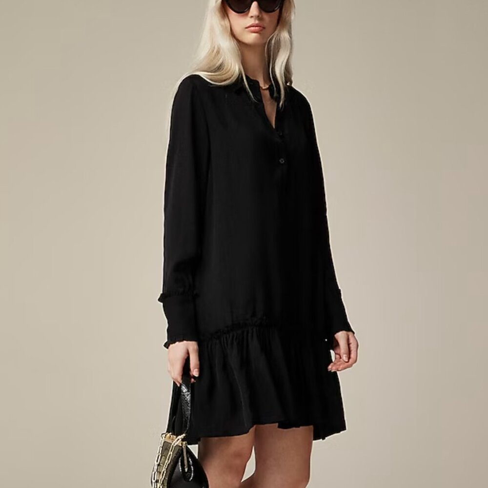 Black Viscose Shirtdress- JCrew